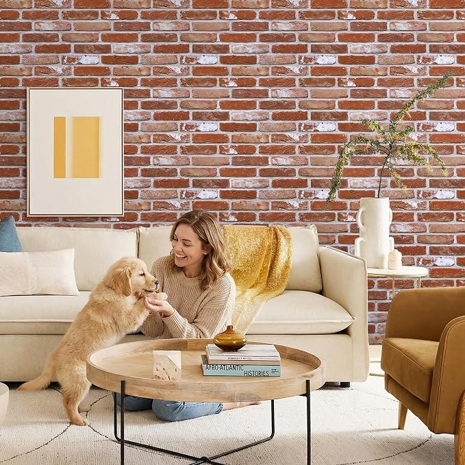 COMSTICKC 3D Faux Brick Wall Panels Peel and Stick, 12 Pcs 22.8" x 11.8" | Not Real Brick, Ultra-Light Thin PVC Wall Sticker, 3D Fake Brick Tiles Wall Covering for Interior Decor, Cover 22.48 sq ft - Image 2