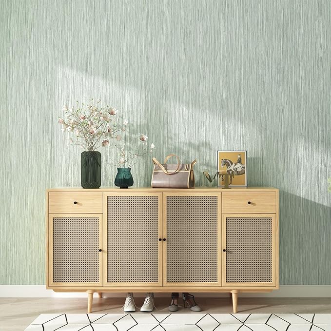 Haimin Grasscloth Wallpaper Textured 24in X 393in Fabric Contact Paper Textured Linen Peel and Stick Self-Adhesive Thick Vinyl Embossed Wallpaper - Image 3