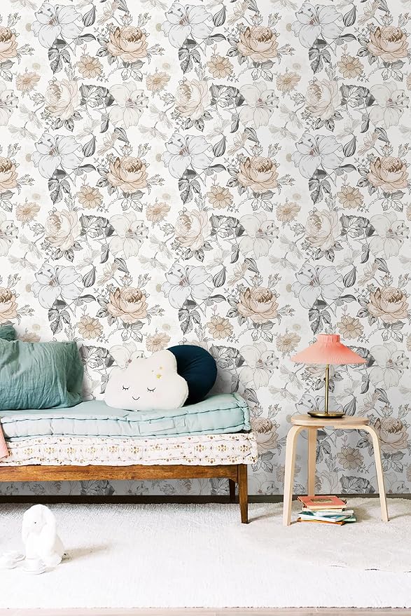 Hopepak Floral Peel and Stick Wallpaper for Bedroom Modern Farmhouse Flower Wall Paper Self Adhesive Removable Contact Paper for Cabinets Bathroom Nursery Shelf Drawer 15.5'' x 78.7'' - Image 6