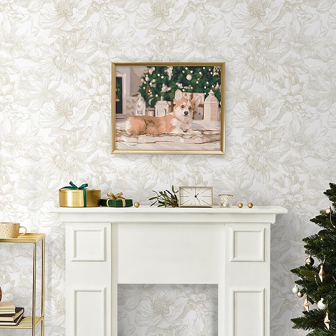 Ismoon Large Floral Peel and Stick Wallpaper Boho Beige/Coffee Contact Paper 17.3inx49ft Modern Wall Paper Removable Self Adhesive Bedroom Cabinet Bathroom Waterproof Mural Wall Decor Vinyl Roll - Image 2