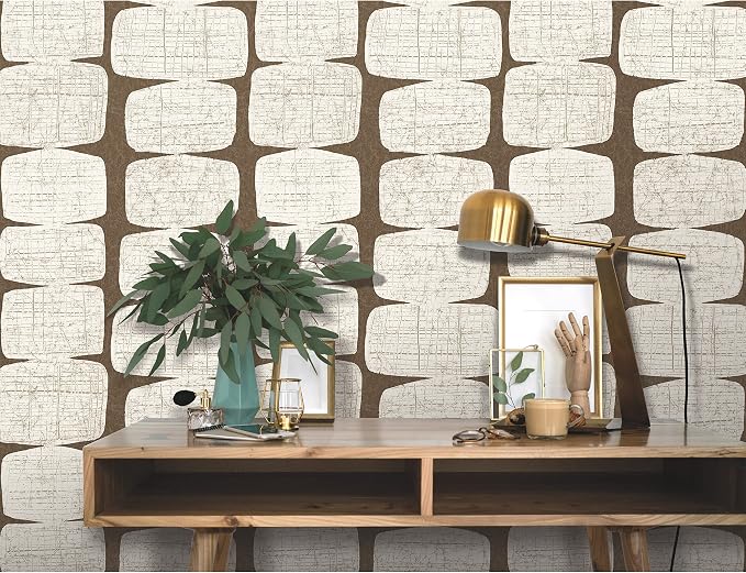 RoomMates RMK12349PL Mid-Century Beads Peel and Stick Wallpaper, Brown by RoomMates