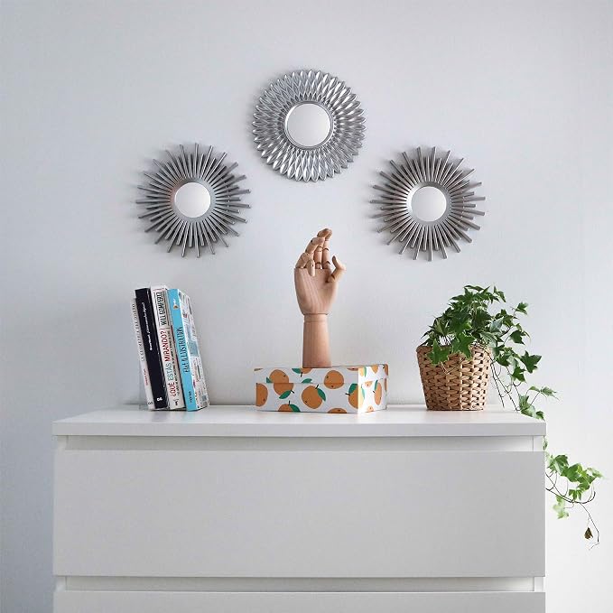 BONNYCO Wall Mirrors Pack of 3 Round Silver Mirrors for Home Decor, Bedroom and Room. Espejos Decorativos de Pared Sala Dormitorio, Circle Wall Decor Minimalist Vintage, Chic. Gifts for Women Mums - Image 6