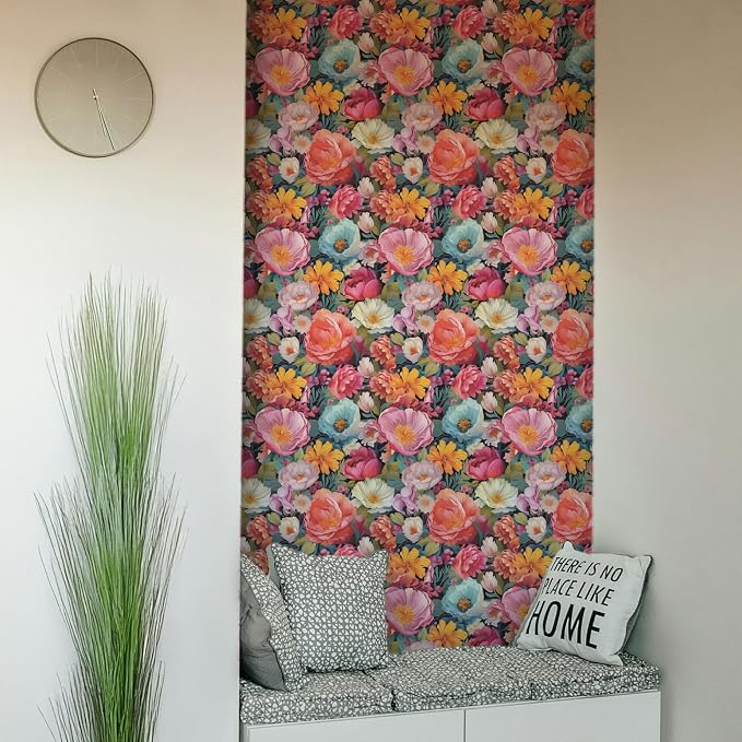 Main Street Peel and Stick Wallpaper Sheets, Vibrant Flowers, 12-Pack | 11 x 16 in sheet size; Covers up to 14.67 sq ft; Eco-friendly paper material; No paste or additional adhesive required - Image 3