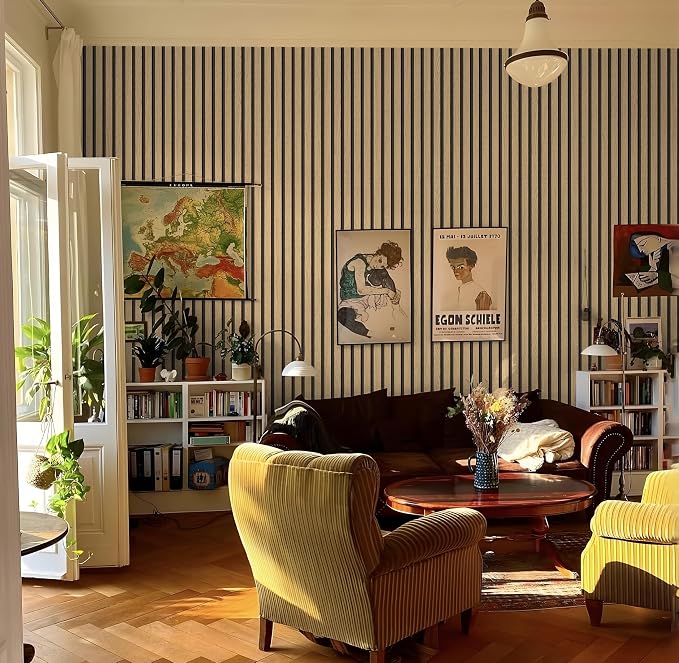 myforHD Wallpaper Peel and Stick Wood Grating Stripe Self-Adhesive Wallpaper Faux Wood Contact Paper Wood Slats Self Adhesive Wall Paper PVC Vinyl Film Removable Waterproof 17.3" x 393" - Image 2