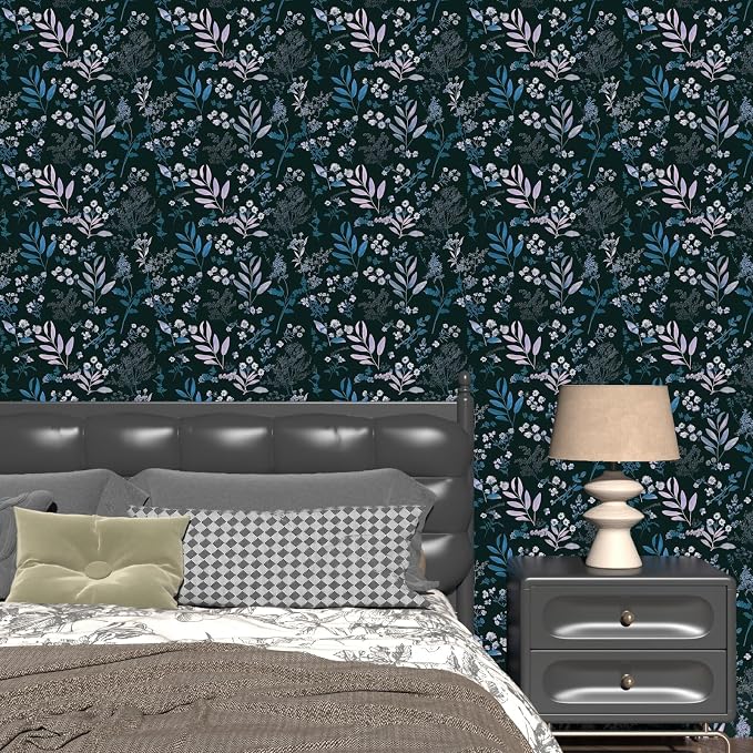 Laatse Vintage Floral Peel and Stick Wallpaper 17.5'' x 393'', Blue Pink | Self Adhesive/Removable/Waterproof/Thick Vinyl Contact Paper for Bathroom Bedroom Shelf Cabinet Drawer,Prepasted,Easy Peel - Image 6