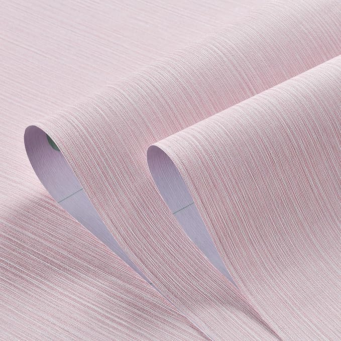Haimin Grasscloth Wallpaper Textured 24in X 393in Fabric Contact Paper Pink Wall Paper Textured Linen Peel and Stick Self-Adhesive Thick Vinyl Embossed Film Wallpaper (Pink) - Image 6