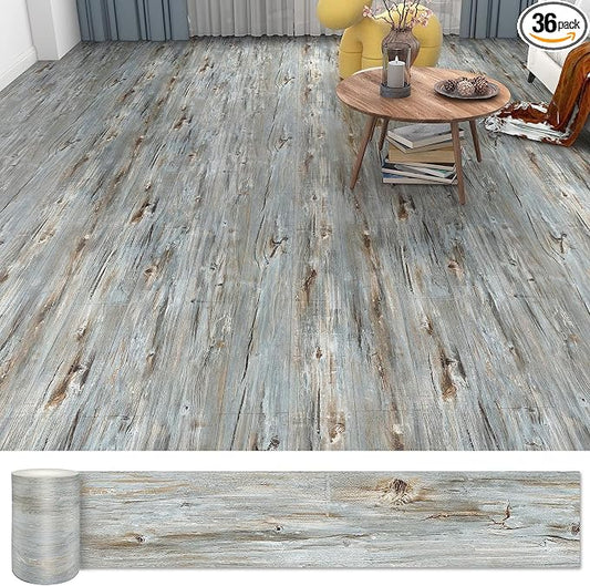 Lareko Peel and Stick Floor Tile, Waterproof Vinyl Plank Flooring | 36-Pack 54 Sq.Ft, Self-Adhesive Laminate Vinyl Tiles,Realistic Wood Grain for DIY Bathroom, Laundry Room & Rental Upgrades by Lareko