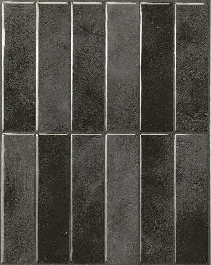Smart Tiles Peel and Stick backsplash, Stacked Graphite Black, 11.43"x9" | Pack of 5 (3.5 sq ft), Glossy, Heat/Moisture Resistant, Low VOC, Kitchen/Bathroom, Renter Friendly, Made in Canada by SmartTiles-OriginalPeelandStickBacksplashTiles