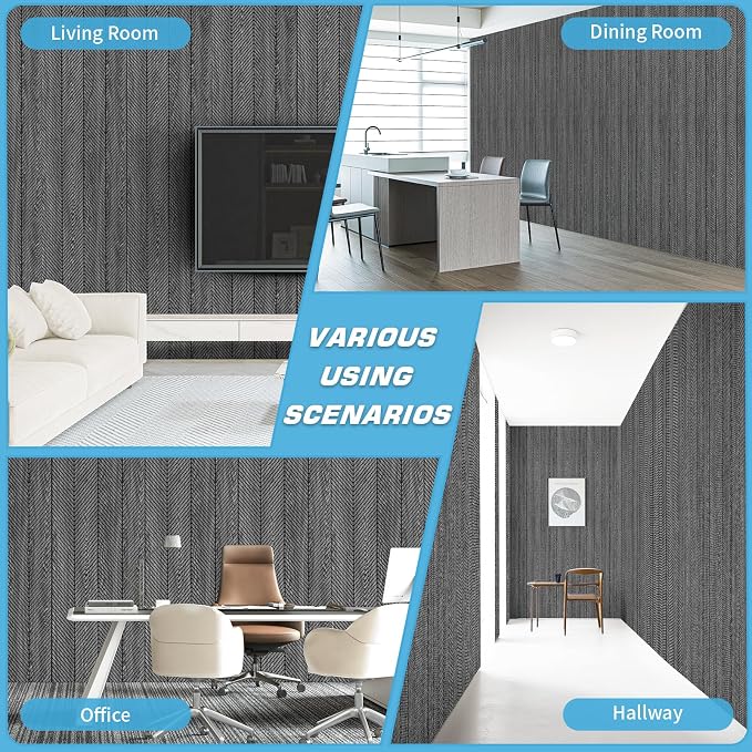 Art3d Herringbone Slim Slat Wall Panels, 104" x 12", 4-Pack, Weathered Teak | Lightweight, Wainscoting, Waterproof, Easy to Clean, Sturdy, Glue on, Elegant Style, for Bedroom, Office, Home Improvement - Image 4