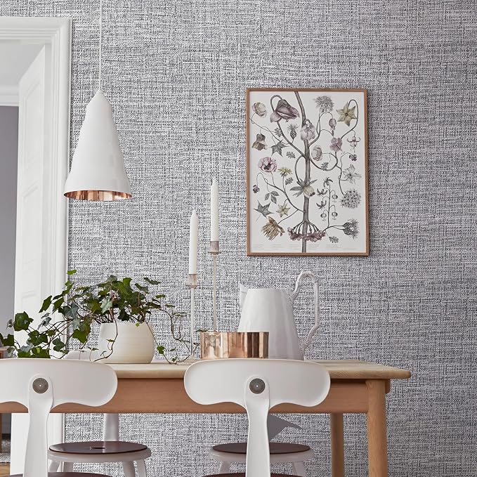 Grey Grasscloth Peel and Stick Wallpaper 17.3"x160" Faux Linen Textured Contact Paper Removable Self Adhesive Vinyl Wallpaper for Bedroom Bathroom Kitchen Cabinets - Image 4
