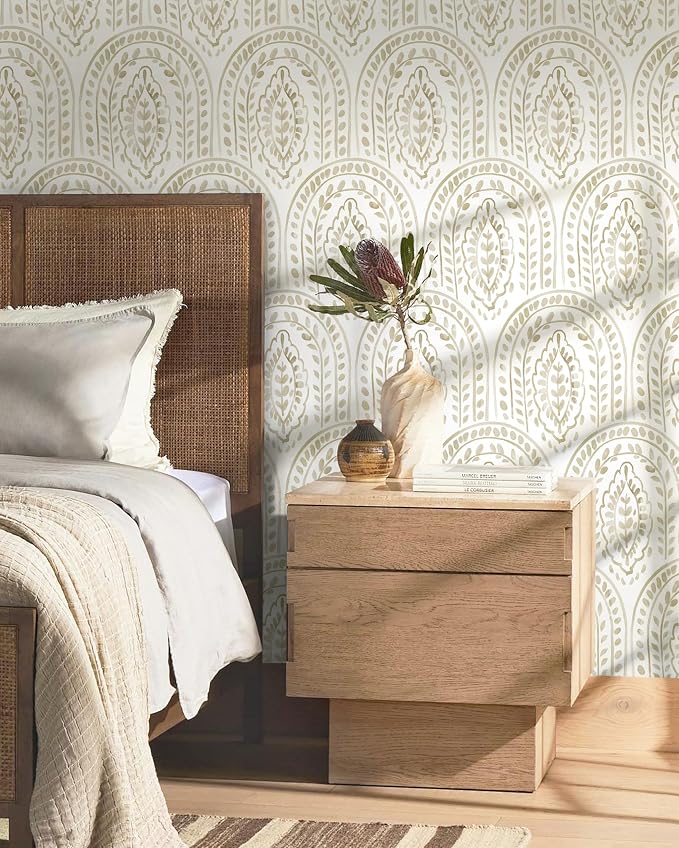 Peel and Stick Wallpaper Modern Wall Paper Boho Removable Wallpaper Peel and Stick Brown and White Self-Adhesive Contact Paper for Bathroom Bedroom Kitchen Wall Decor 17.3" x 197" - Image 3