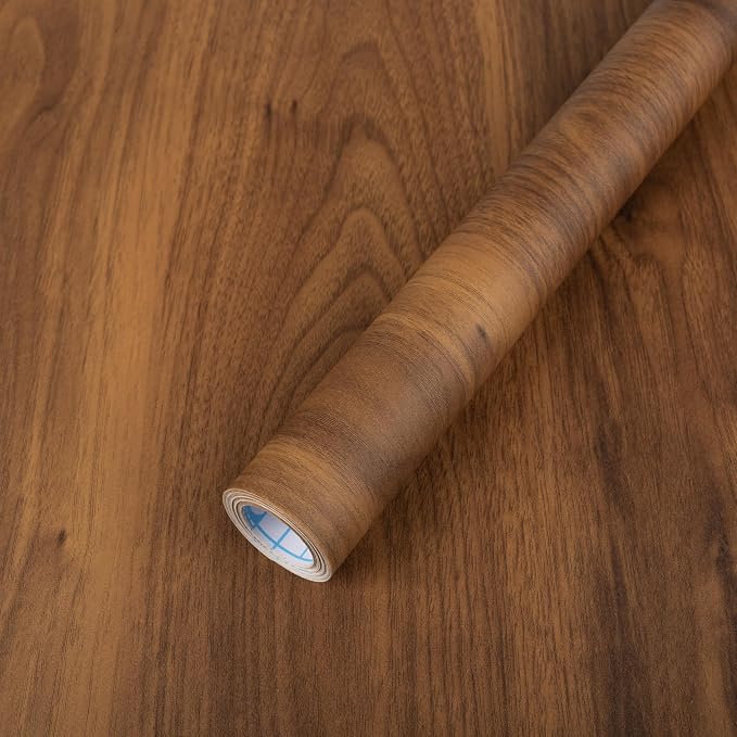 Wood Peel and Stick Wallpaper, Contact Paper for Classroom Home Decor | 17.7"x118" Removable Self-Adhesive Walnut Wood Plank Film, Farmhouse Decor for Bulletin Board Desk Cabinet & Home Renovation by Abyssaly