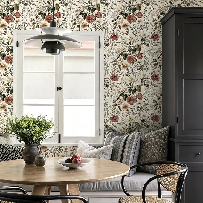Livebor Vintage Floral Wallpaper Peel and Stick for Bathroom16.9 x 196.8" | Vintage Floral Contact Paper Flower Peel and Stick Wallpaper for Cabinets Waterproof Boho Self Adhesive Removable Decorative - Image 8