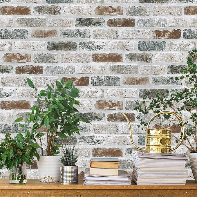 Guvana 17.3"×787" Brick Peel and Stick Wallpaper Brick Contact Paper | Red/Blue/Grey Self Adhesive Wallpaper 3D Brick Texture Contact Paper Vintage Removable Wall Paper for Livingroom Decor by Guvana