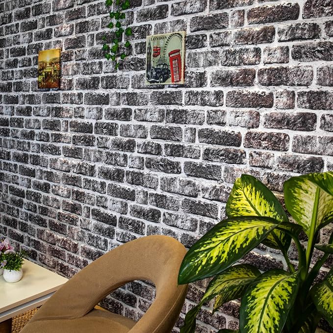 Dundee Deco 3D Wall Panels Faux Brick - Cladding, Charcoal White Stone Look Wall Paneling, Styrofoam Facing for Living Room, Kitchen, Bathroom, Balcony, Bedroom, Sample, Size 10 x 10 in. - Image 4