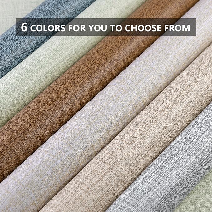 Khaki Grasscloth Peel and Stick Wallpaper 17.3"x300" Faux Linen Textured Contact Paper Removable Self Adhesive Vinyl Wallpaper for Bedroom Bathroom - Image 2