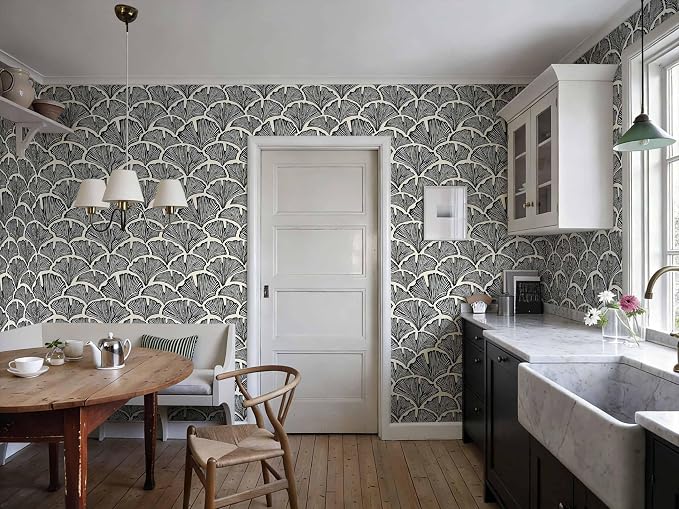 Vintage Peel and Stick Wallpaper Beige Black Wallpaper Farmhouse Cottage Leaf Contact Paper Renter Friendly Removable Wall Paper Botanical for Cabinets Bathroom Kitchen Laundry Vinyl 78.7" x 17.3" - Image 9