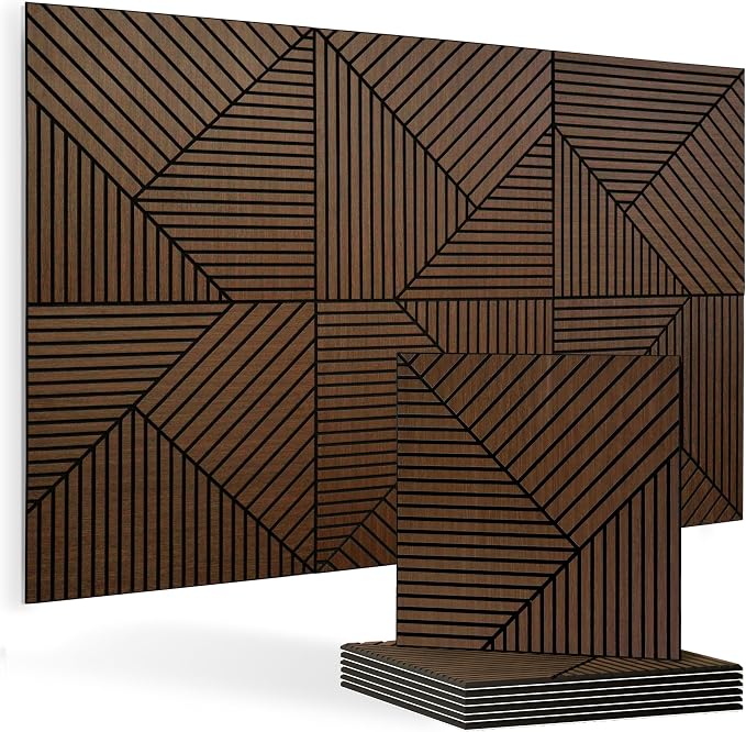 6Pcs Peel and Stick Wood Panels Decor Acoustic Wall Panels | 0.4" Thick, Polyester Fiber Core with Wood Veneer, Easy to Cut and Install,covers 46 sq.ft by 100PolyesterAcousticPanel