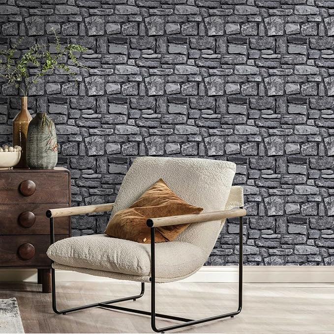 COMSTICKC 3D Faux Stone Wall Panels Peel and Stick, 10 Pcs 11.8" x 11.8" | Dark Gray, Not Real Stone, Ultra-Light Thin PVC 3D Fake Rock Wall Sticker Covering for DIY Interior Decor, Cover 9.7 sq ft - Image 6