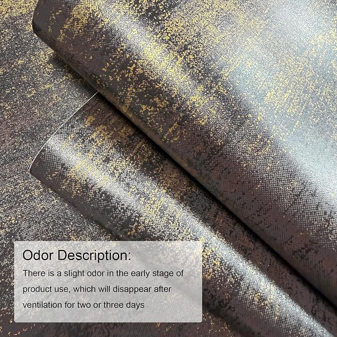 JiffDiff Vintage Metallic Peel and Stick Wallpaper Industrial Metallic Concrete Wall Paper Modern Stick on Wallpaper Self Adhesive Contact Paper(17.3" x 1200" Black Gold) - Image 5