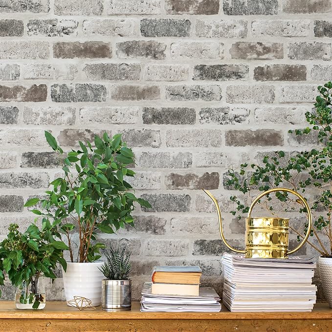 Guvana 17.3"×118" Brick Peel and Stick Wallpaper Brick Wallpaper | Grey Brown 3D Brick Self Adhesive Contact Paper Textured Removable Vintage Wallpaper Decorative Wall Classroom Covering by Guvana