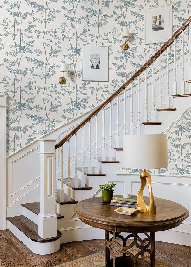Heroad Blue and White Peel Stick Wallpaper Tree/Leaf Cottage Contact Paper | Waterproof Removable Botanical Wall Paper for Bathroom,17.3''x196'',Modern Farmhouse Decor Vinyl for Bedroom,Kitchen,Laundry - Image 7