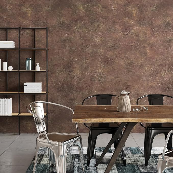 48x197in Extra Wide Concrete Wallpaper Peel and Stick Retro Brick Red Granite Countertop Contact Paper Brown Rock Wall Paper Matte Thick Bubble-Free Design Waterproof Self-Adhesive Vinyl Wall Stickers - Image 2