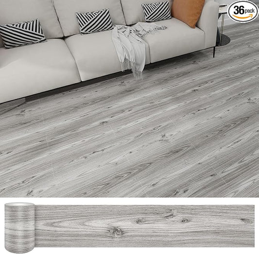 Lareko Peel and Stick Floor Tile, Waterproof Vinyl Plank Flooring | 36-Pack 54 Sq.Ft, Self-Adhesive Laminate Vinyl Tiles,Realistic Wood Grain for DIY Bathroom, Laundry Room & Rental Upgrades by Lareko