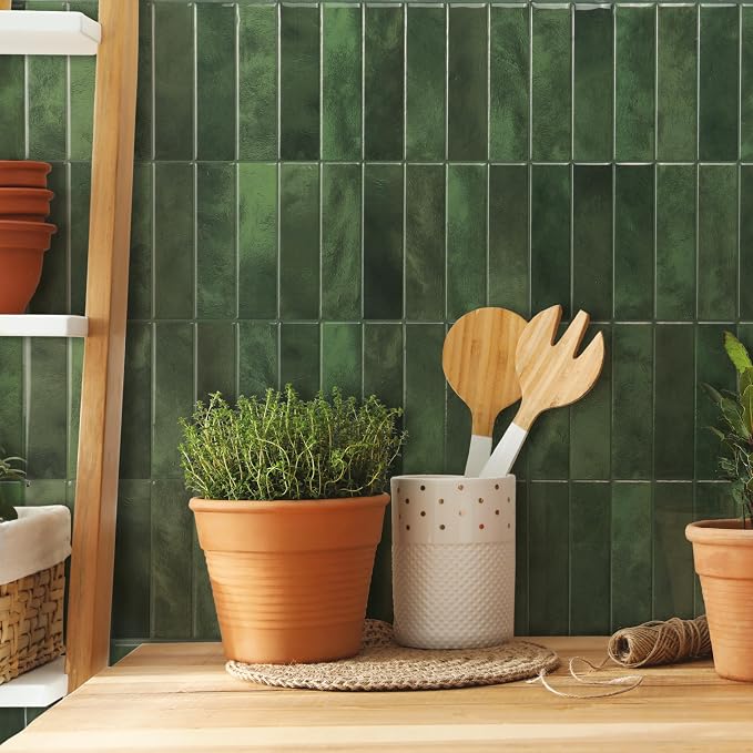 Smart Tiles Peel and Stick backsplash, Stacked Forest Green, 11.43"x9" | Pack of 5 (3.5 sq ft), Glossy, Heat/Moisture Resistant, Low VOC, Kitchen/Bathroom, Renter Friendly, Made in Canada - Image 8
