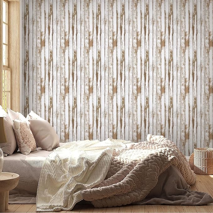 Commomy Faux Wood 3D Peel and Stick Wall Stickers,Thin Urltra PVC - 12 pcs | Printable Retro White Wood Look Wall Covering for Bedroom,Living Room,Home Office Interior Home Decor(Covers 22.48 sq.ft) ﻿ - Image 7