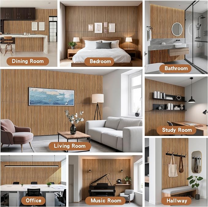 Acoustic Wall Panels,10 Pack Sound Panels,47.2”x23.6”,Rustic Teak | Simulated Wood Grain Finish,PVC Acoustic Wood Wall Panels,Decorative Large Wood Panels for Wall, High-Density Polyester Fiber - Image 8