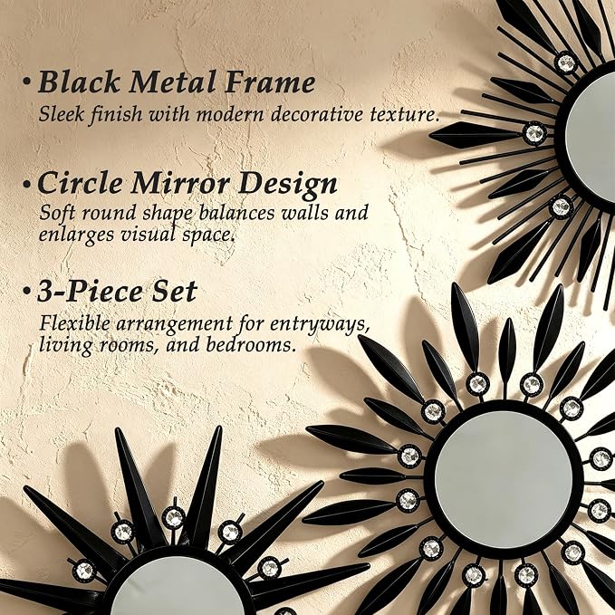 Starburst Wall Decor Mirrors As Room Accents Decorative Hanging Mirror - Image 3