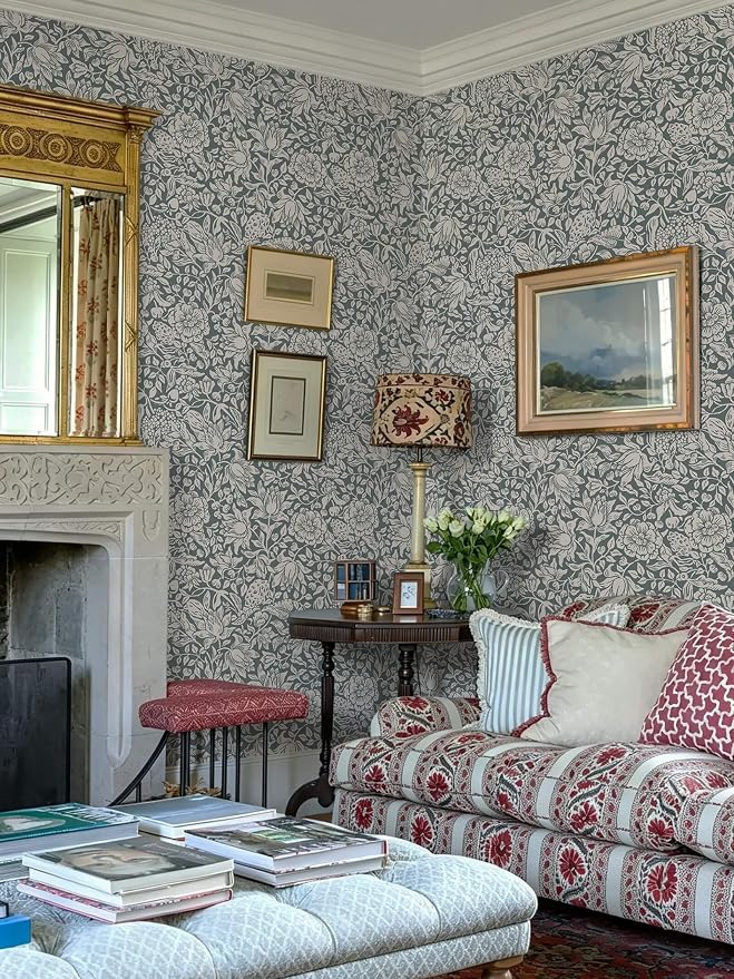 Heroad Dark Blue William Morris Peel Stick Wallpaper Floral Contact Paper | Vintage Botanical Wall Paper for Bedroom,17.3''x385'',Cottage,Removable,Self Adhesive Vinyl Roll for Laundry,Nursery,Kitchen - Image 6