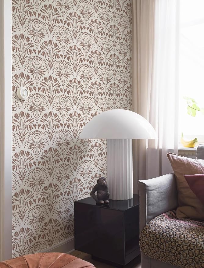 Vintage Tulip Floral Peel and Stick Wallpaper Retro Red Contact Paper | 17.3in X 118in Tulip Flowers Self Adhesive Wallpaper Boho Botanical Removable Wallpaper for Bedroom Cabinet Decor Vinyl - Image 3