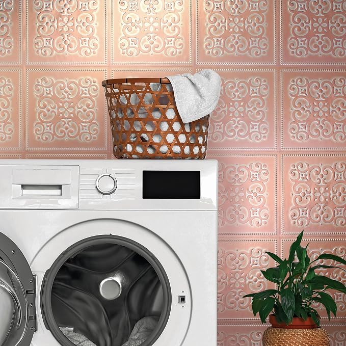 Main Street Peel and Stick Wallpaper Tiles, Patina Copper, 24-Pack | 8 x 8 in tile size, Removable, Self Adhesive, Renter-Friendly, For Kitchen and DIY Projects - Image 3