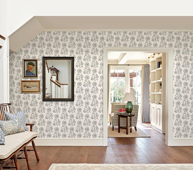 Dimoon Vintage Peel and Stick Wallpaper Beige Taupe Floral Contact Paper 17.3''x362'' Retro Cottage Wallpaper Boho Removable Renter Friendly Embossed Wall Paper for Bathroom Bedroom Decor Vinyl - Image 5