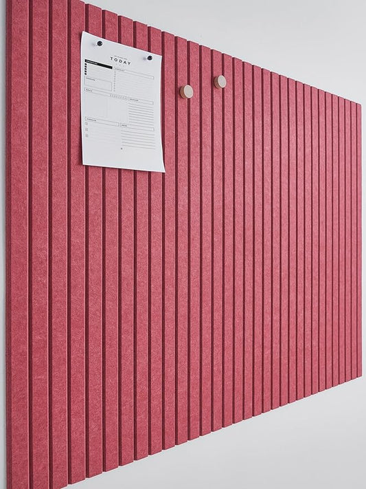 VIVELDA Felt Bulletin Board Tiles 48"x36" - 12-Pack Cork Board Alternative, Oeko-TEX Certified, NRC 0.95 Acoustic Wall Panels, Damage-Free Adhesive, Slatted Design, Home Office & Classroom (Burgundy) by VIVELDA%C2%AE