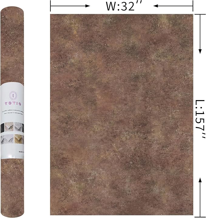 32x157inch Wide Concrete Wallpaper Peel and Stick Retro Brick Red Granite Countertop Contact Paper Brown Stone Wall Paper Matte Thicken Bubble-Free Design Waterproof Self-Adhesive Vinyl Wall Stickers - Image 7