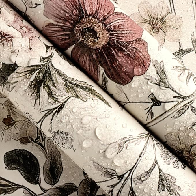 Livebor Vintage Floral Wallpaper Peel and Stick for Bathroom16.9 x 196.8" | Vintage Floral Contact Paper Flower Peel and Stick Wallpaper for Cabinets Waterproof Boho Self Adhesive Removable Decorative - Image 6