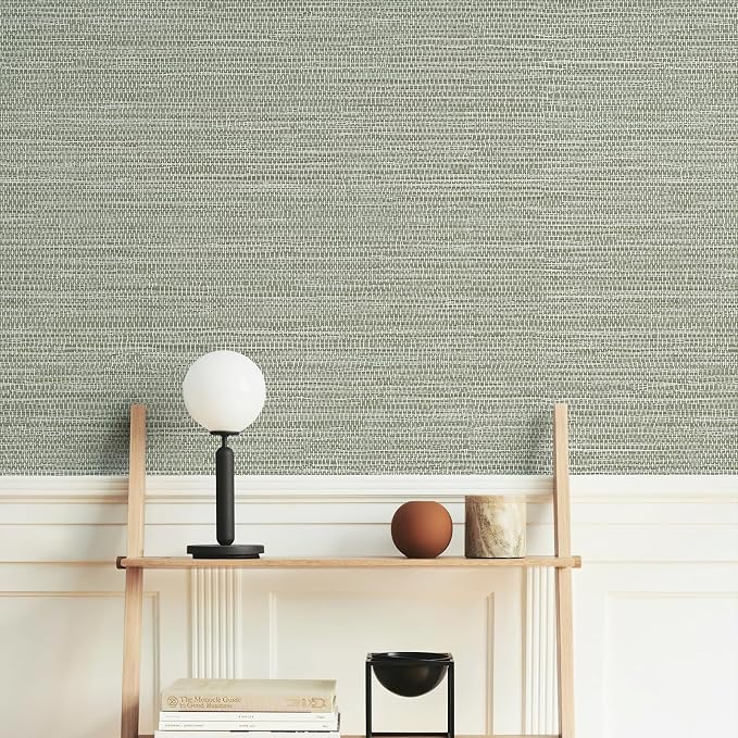 Simon&Siff Textured Grasscloth Peel and Stick Wallpaper 17.7"x394" Neutral Faux Grassweave Wallpaper Waterproof Self Adhesive Removable Wallpaper Mural for Home Decor Bedroom Kitchen Cabinet by SimonSiff