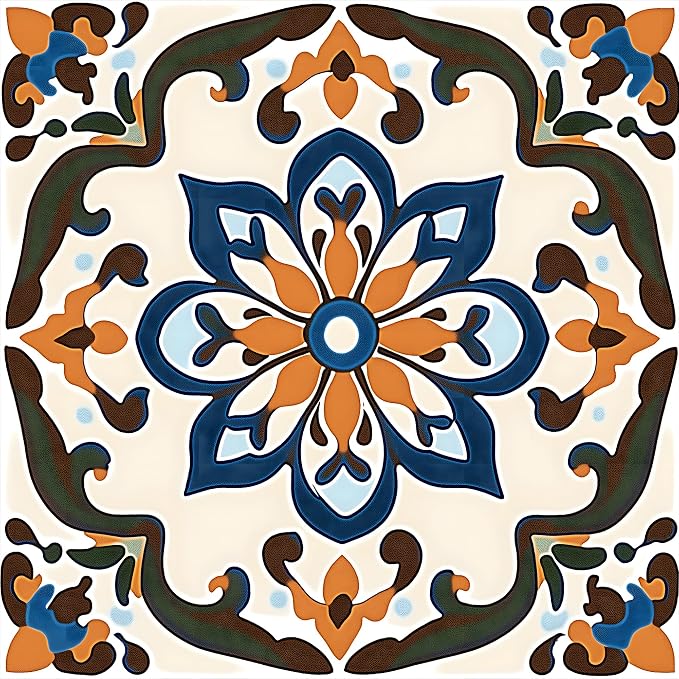 Wall Tiles Peel and Stick Waterproof - 24 Pcs (6x6 Inch) Wall Stickers Backsplash Decals for Kitchen, Bathroom, Removable Self-Adhesive Vinyl Art with Bohemian Patterns by BSFHH
