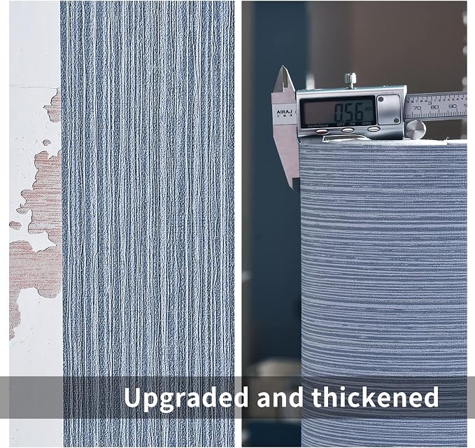 Haimin Grasscloth Wallpaper Textured 24in X 393in Fabric Contact Paper Grey Blue Wall Paper Textured Linen Peel and Stick Self-Adhesive Thick Vinyl Embossed Film Wallpaper (Gray Blue) | Grey Blue Wall Paper Textured Linen Peel and Stick Self-Adhesive T... - Image 8