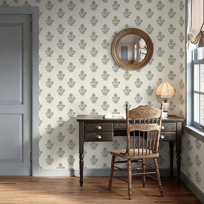 Heroad Vintage Floral Wallpaper Cottage Peel and Stick Wallpaper Retro Flower Contact Paper for Cabinets Drawers Removable Self-Adhesive Wall Paper for Bedroom Stick on Walls Decor Vinyl 17.3''x78.7'' - Image 7