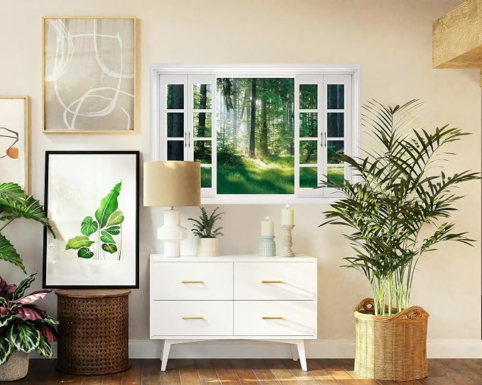 FLFK Fake Window Wall Mural - Nature Scene Forest Peel and Stick Decal, 48 x 32 inches, Set of 2 Sheets - Image 3
