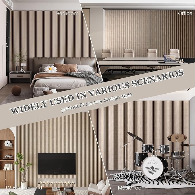 2 Pack Wood Salt Acoustic Wall Panels 94" x 23.6" x 0.8", Rustic Walnut | 3D Fluted Soundproof Wooden Wall Panel, Sound-absorbing Wall Decor for Home Theater Studio Office Bedroom - Image 3
