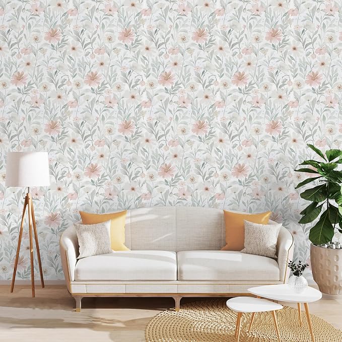 CiCiwind 17.3"×393.7" Peel and Stick Wallpaper Floral Removable Self Adhesive Eco-Friendly Contact Paper Boho Papel Tapiz para Pared Bedroom Bathroom Living Room Decor Vinyl Film Roll - Image 9