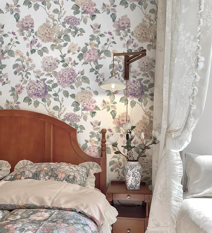 CiCiwind Floral Peel and Stick Wallpaper, Vintage Boho Floral Contact Paper Botanical Nature Farmhouse Removable Self Adhesive Wallpaper for Cabinets Bathroom Covering Wall Decorative 17.3" x 197" - Image 5