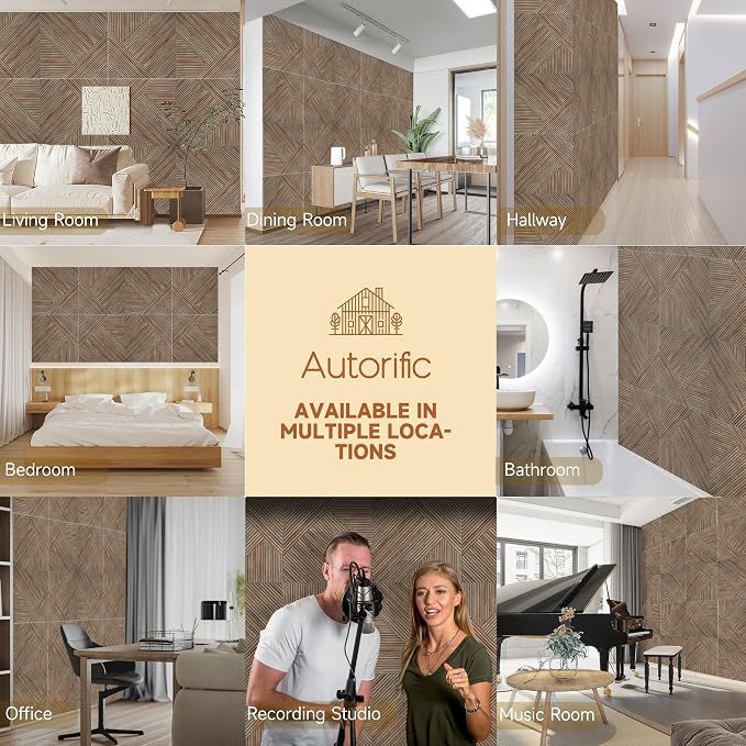Acoustic Panels,6 Pack,23.6" x 23.6" Sound Panels,Natural Walnut | Peel and Stick Wall Panels,Decorative 3D UV Printing with Wood Print,High-Density 100% Polyester, Art Acoustic Wall Panels - Image 7