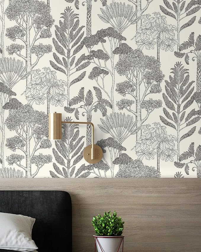 Forest Wallpaper Peel and Stick Vintage Tree Wall Paper787in 17.3in | Upgraded Vinyl,Easy Match,Boho Wall Mural for Bathroom Waterproof,Self Adhesive,Removable, Bedroom Contact Paper for Cabinet by VisitTheLativo