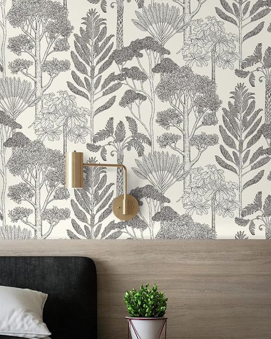 Forest Wallpaper Peel and Stick Vintage Tree Wall Paper787in 17.3in | Upgraded Vinyl,Easy Match,Boho Wall Mural for Bathroom Waterproof,Self Adhesive,Removable, Bedroom Contact Paper for Cabinet by VisitTheLativo